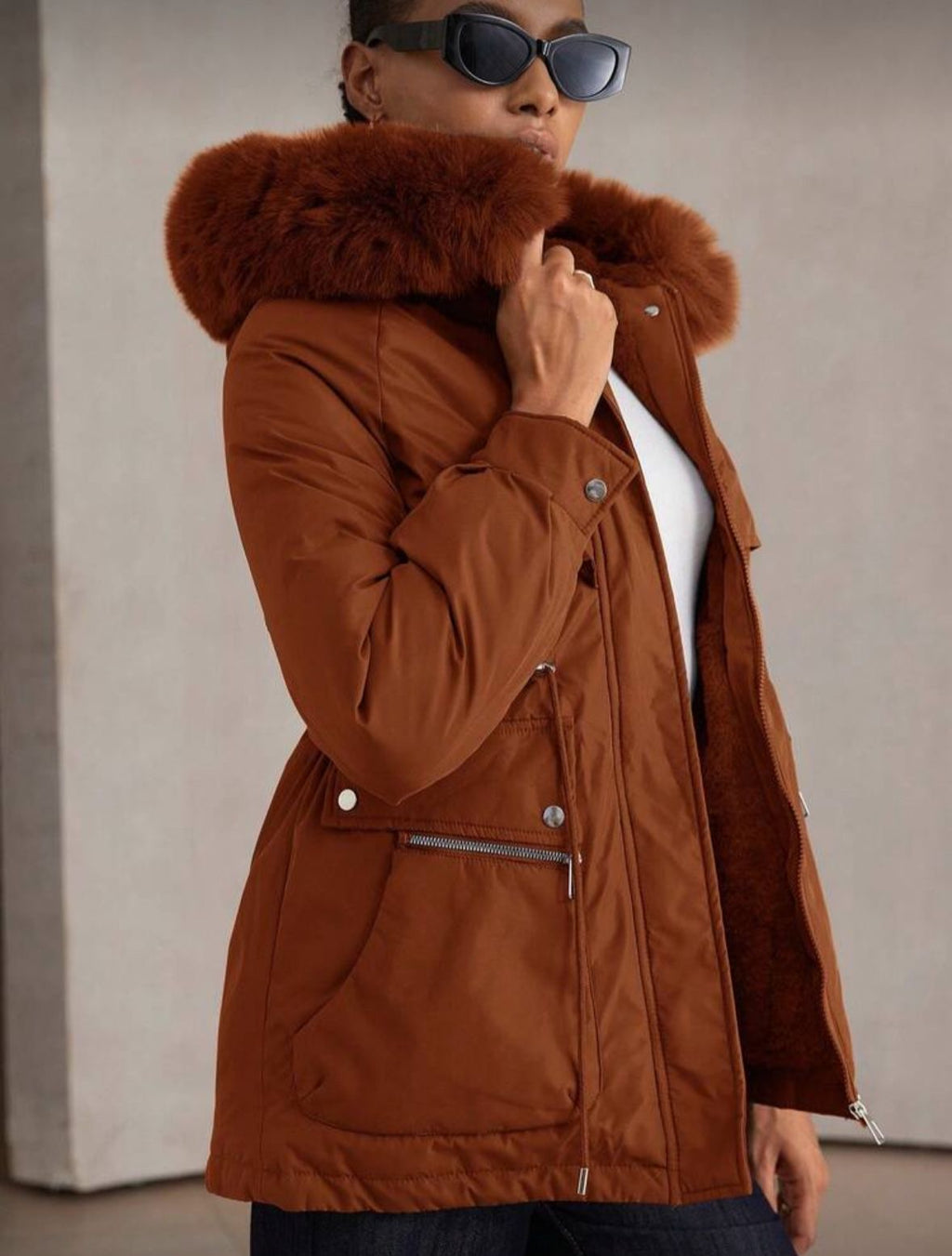 Removable faux fur jacket