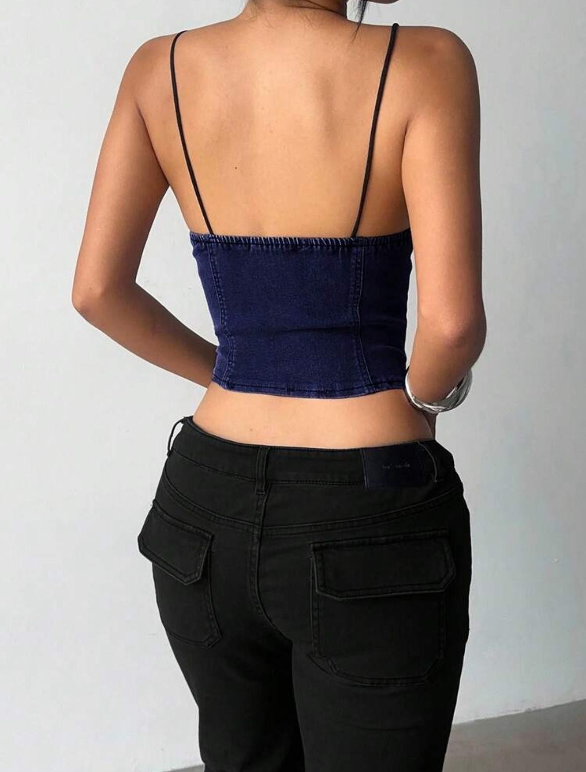 Lace denim top