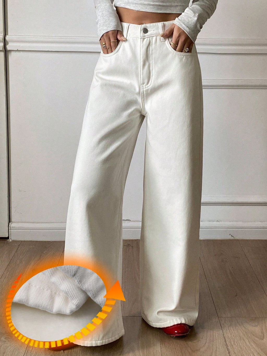 Straight thermal jeans