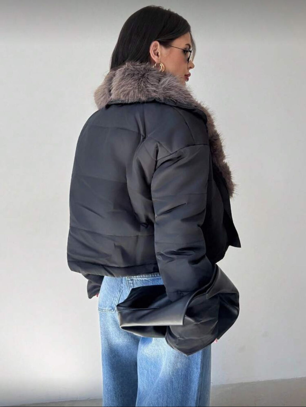 Patchwork faux fur jacket