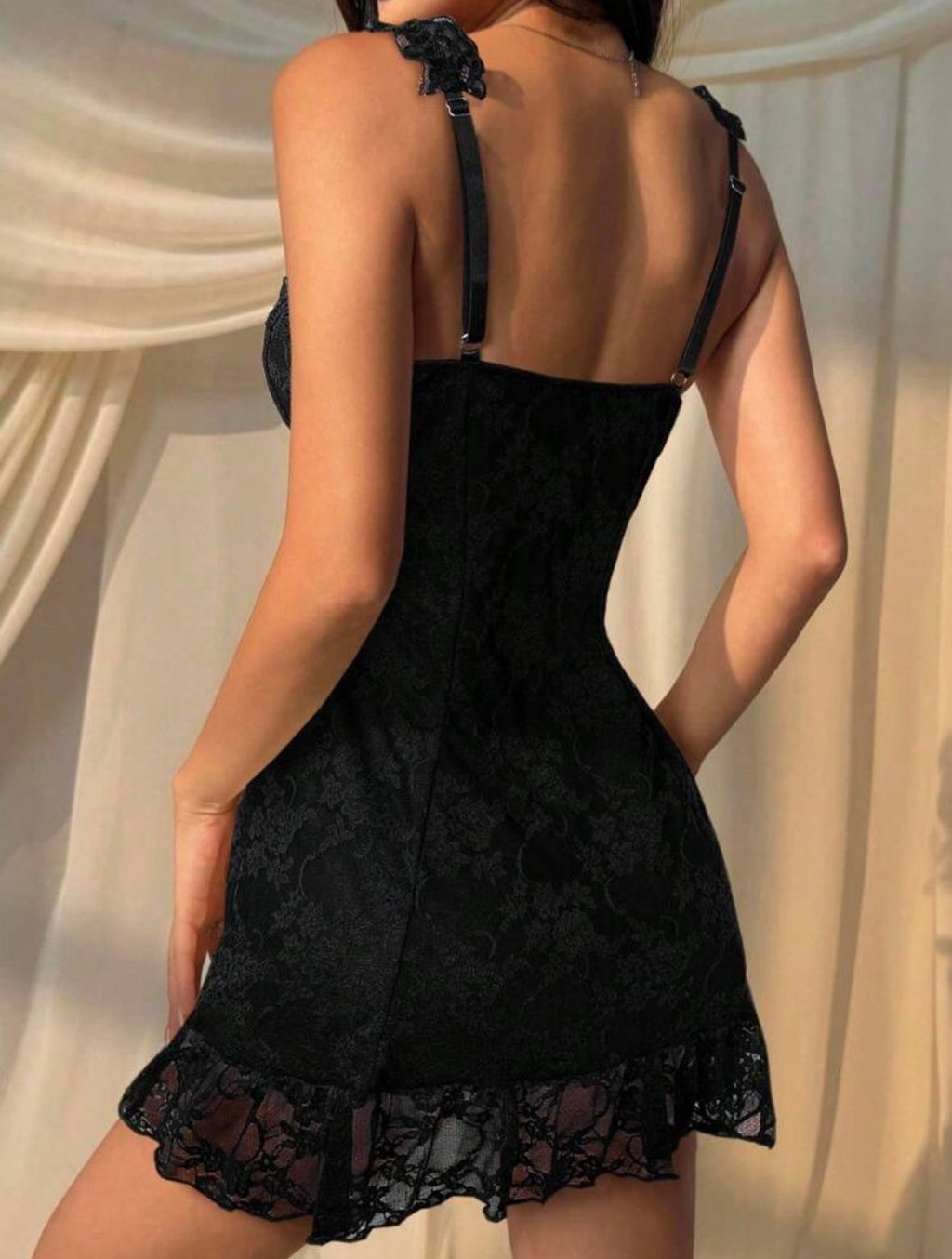 Lace bow decor dress