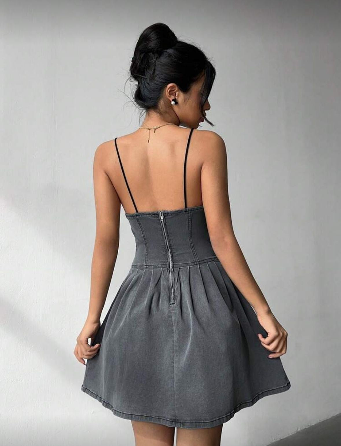 Strap bodycon denim dress