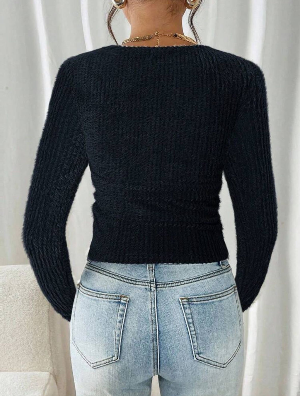 Hem ribbed sweater