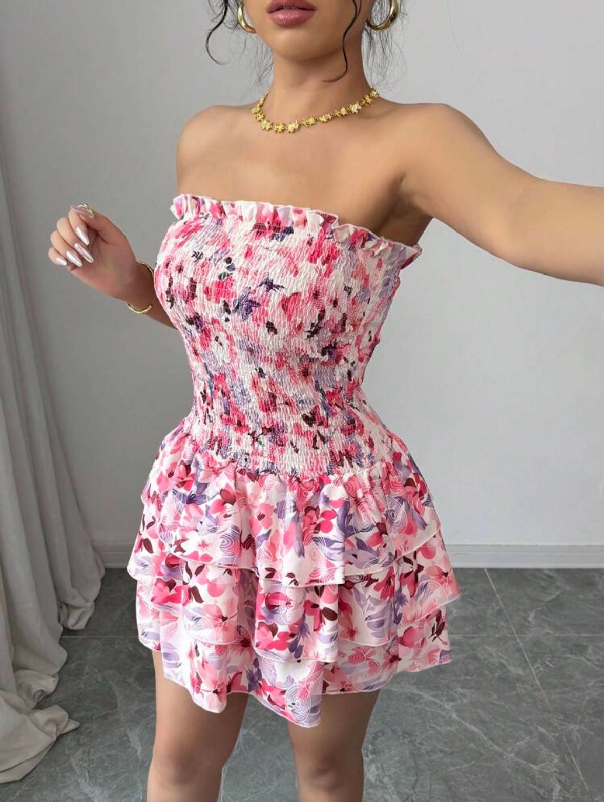 Ruffle design dress