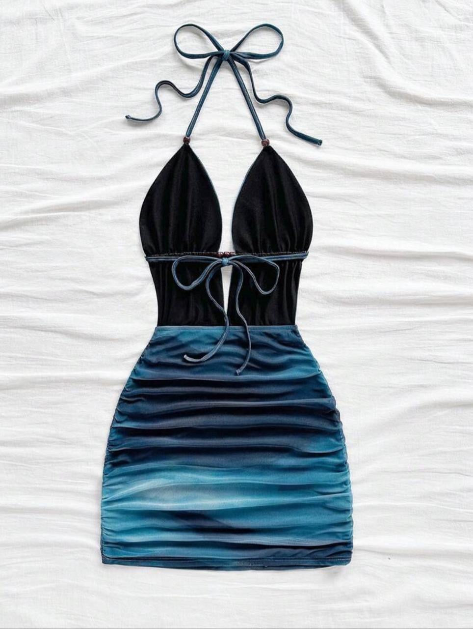 Tie-dye backless dress