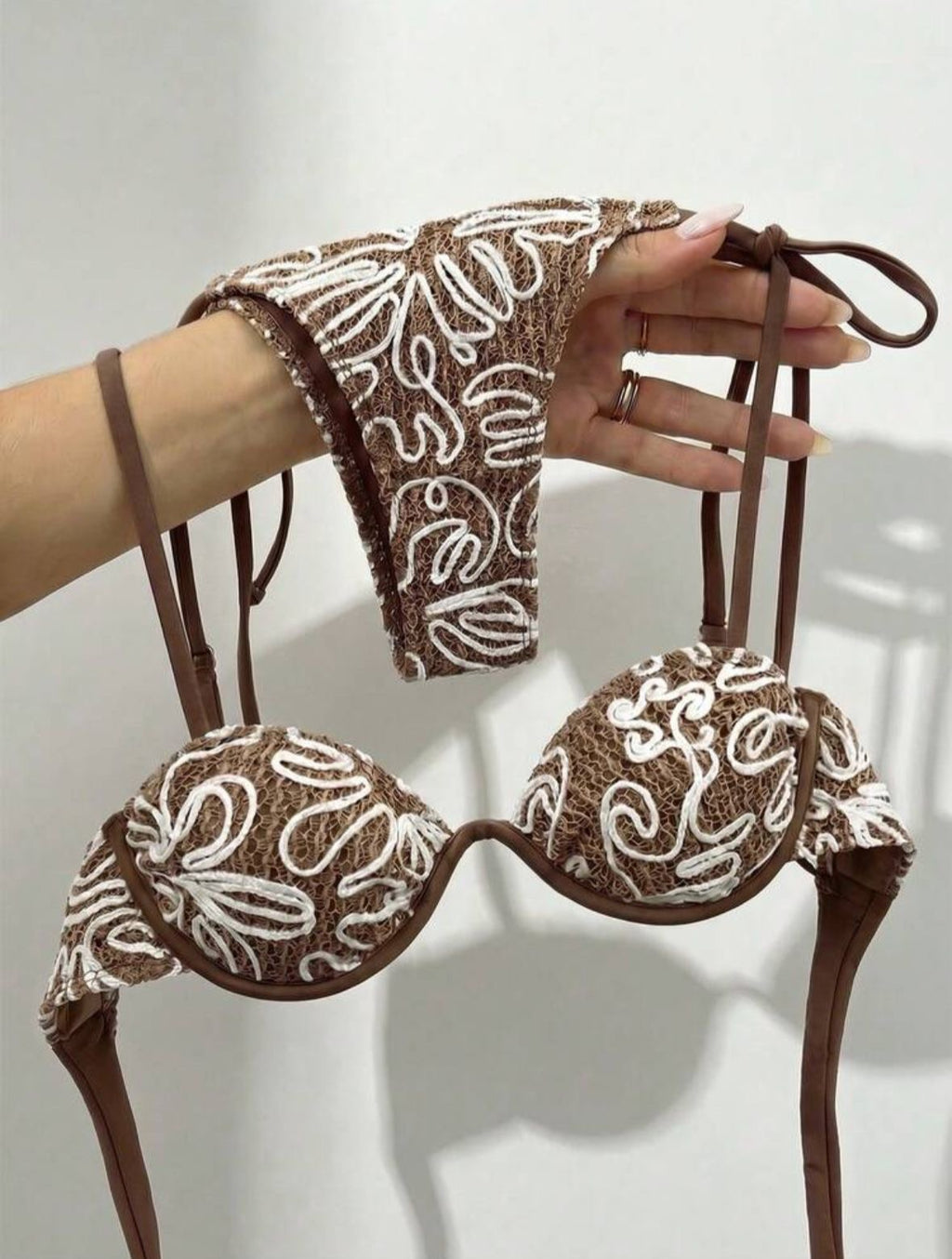 Embroidered crochet bikini
