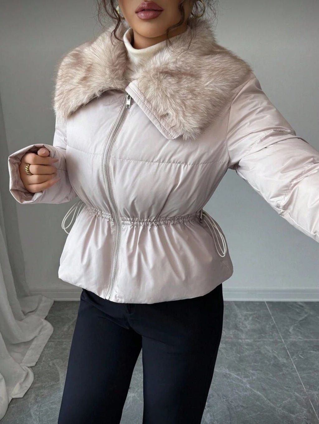 Elastic waist padded jacket