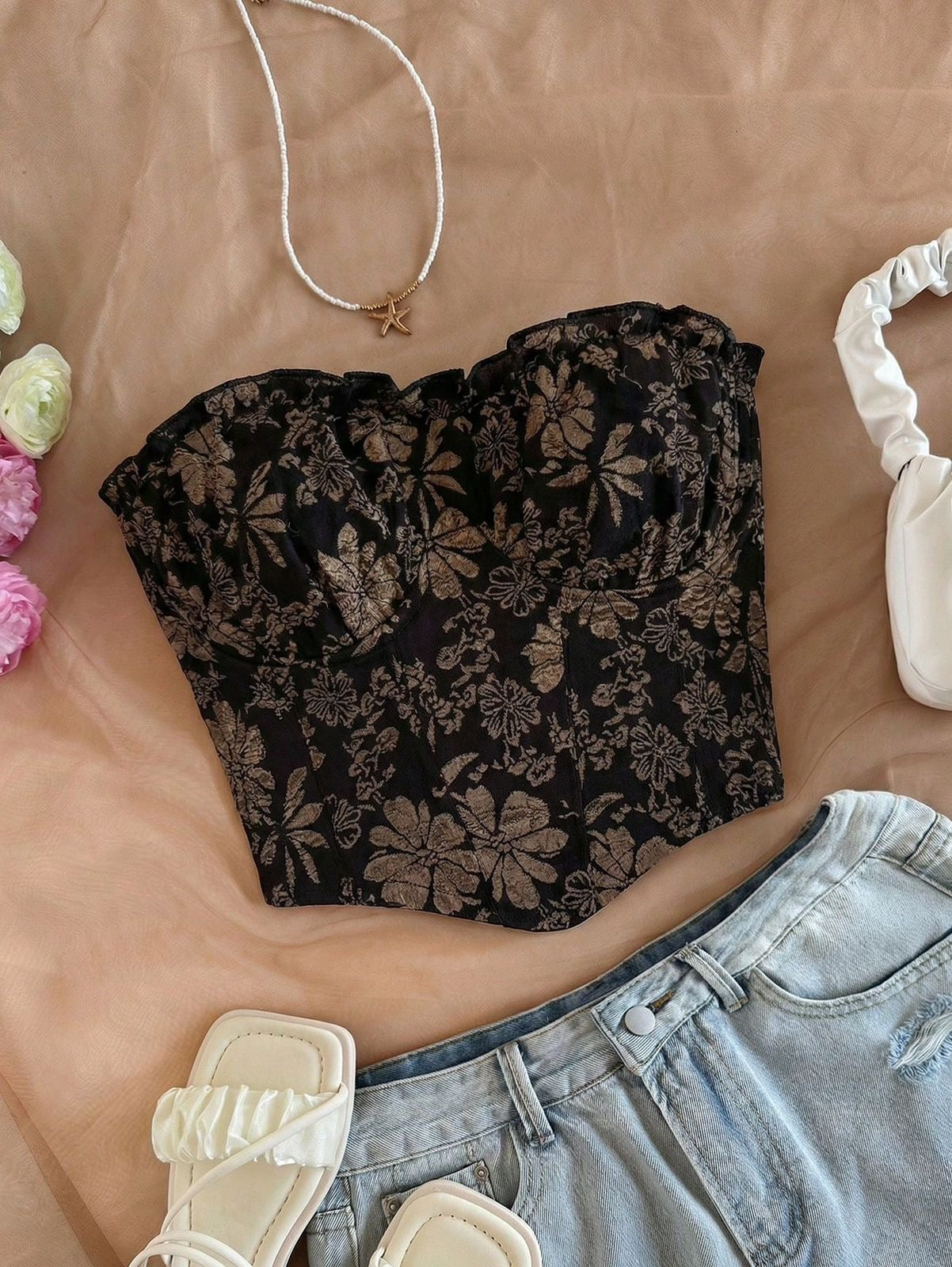 Jacquard fabric top