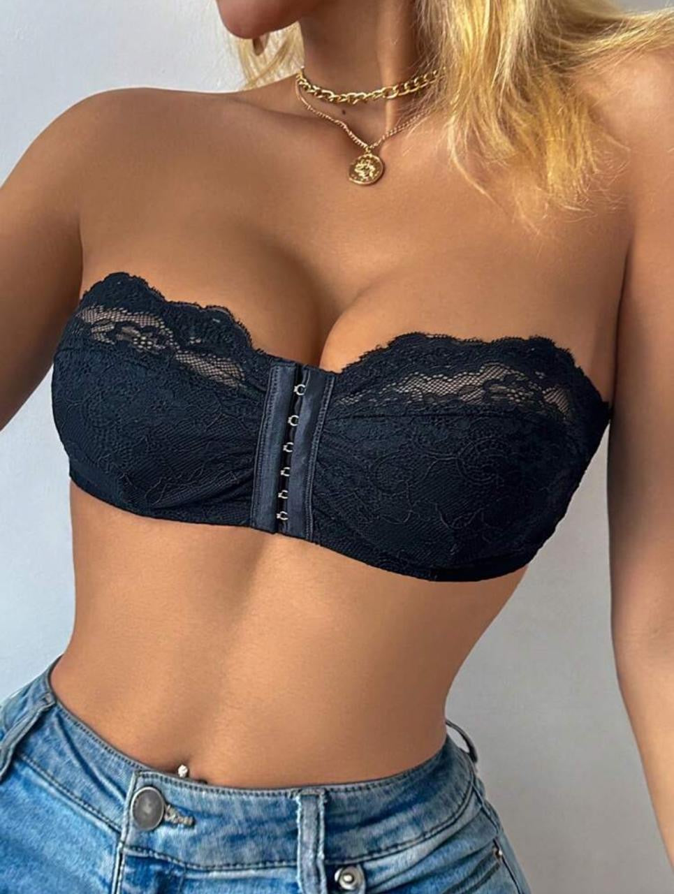 Lace wireless strapless bra