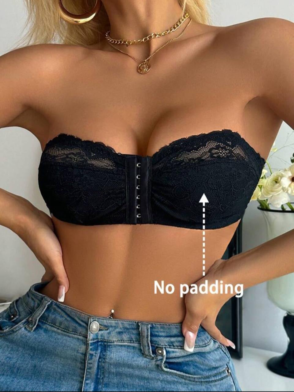 Lace wireless strapless bra