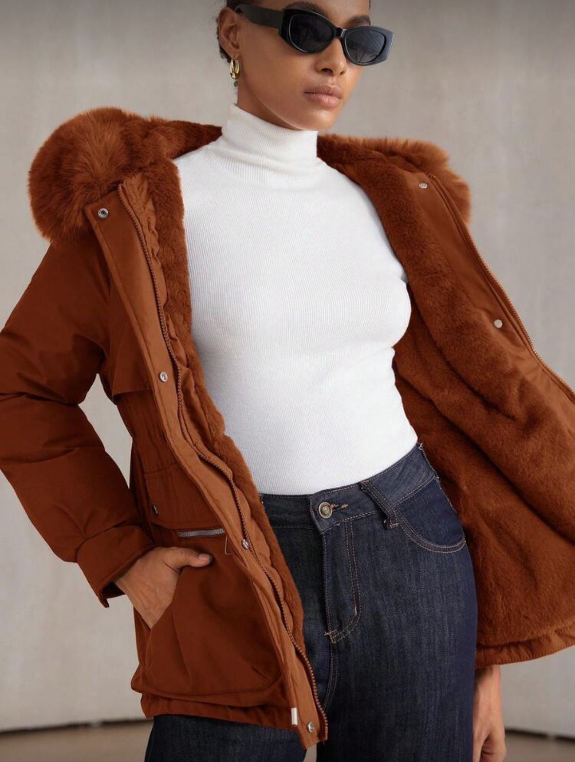 Removable faux fur jacket