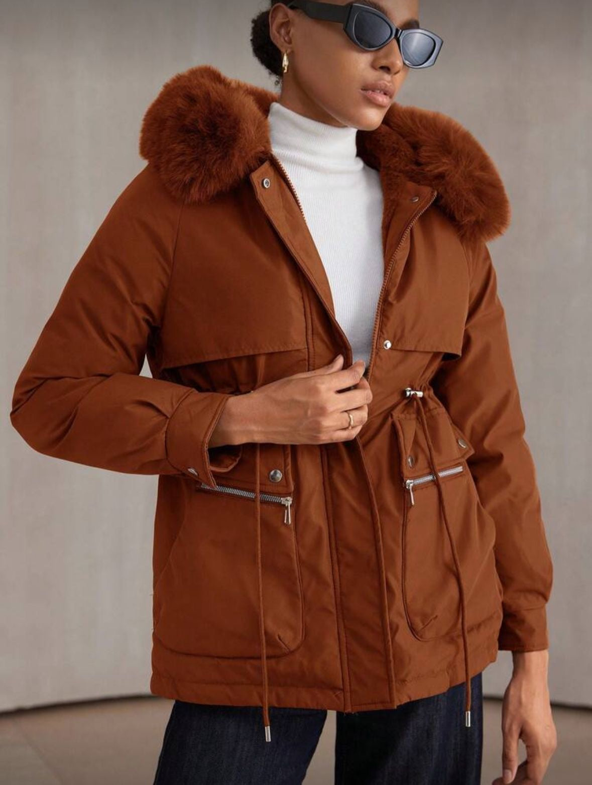 Removable faux fur jacket