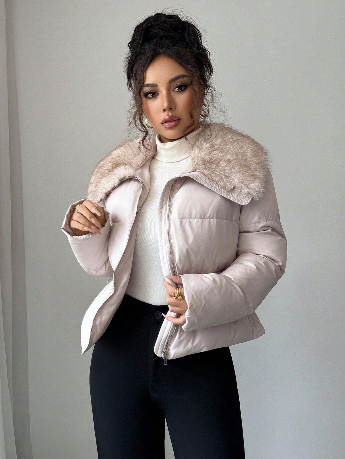 Elastic waist padded jacket