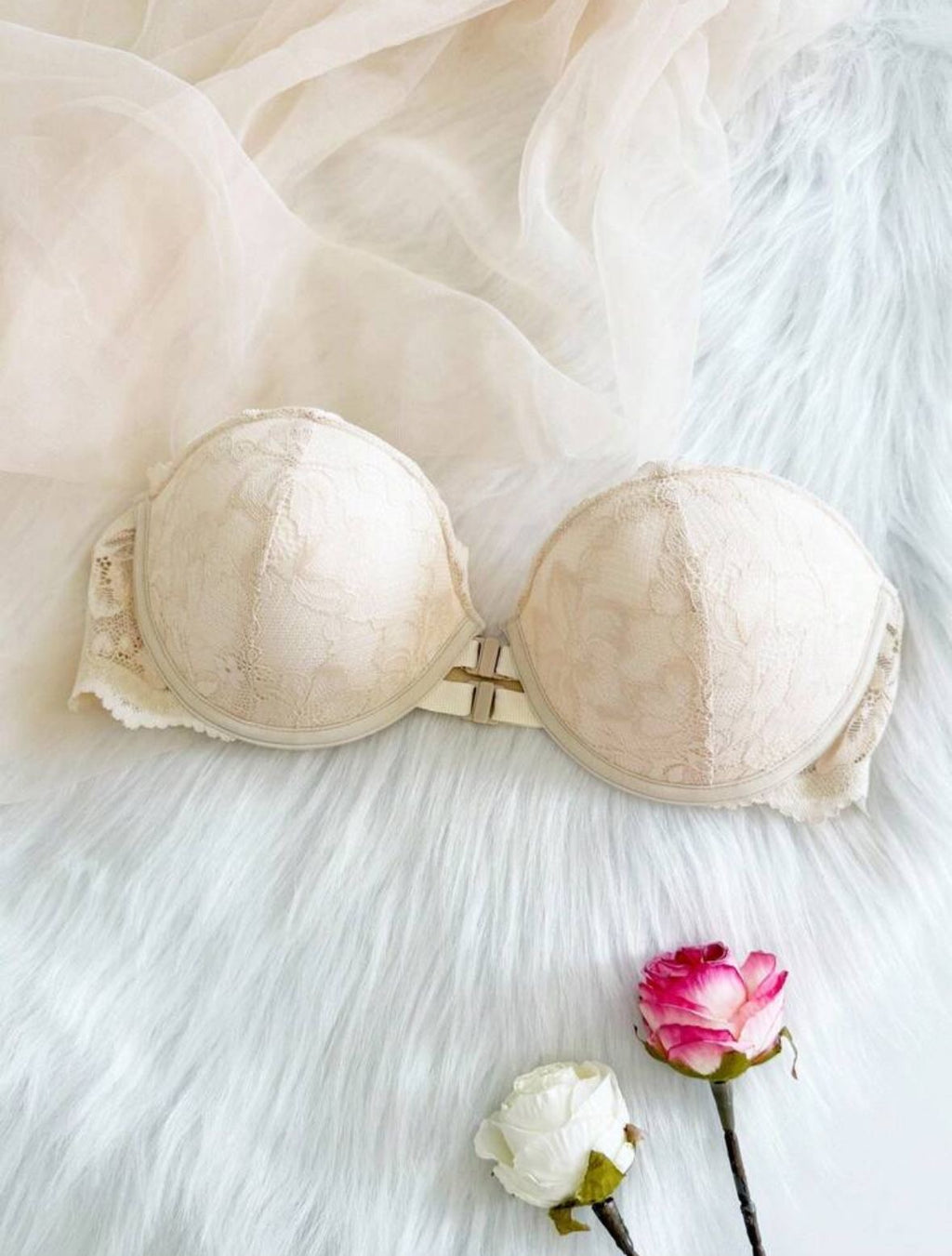 Lace front wire-free bra