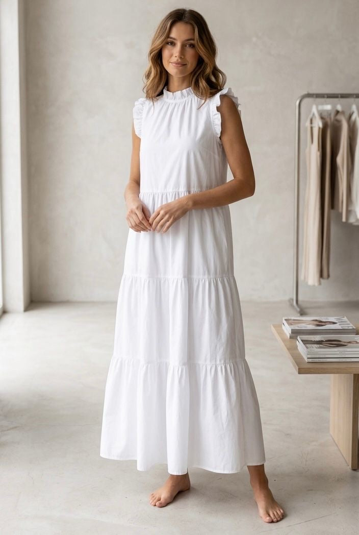 Collar front tie dress