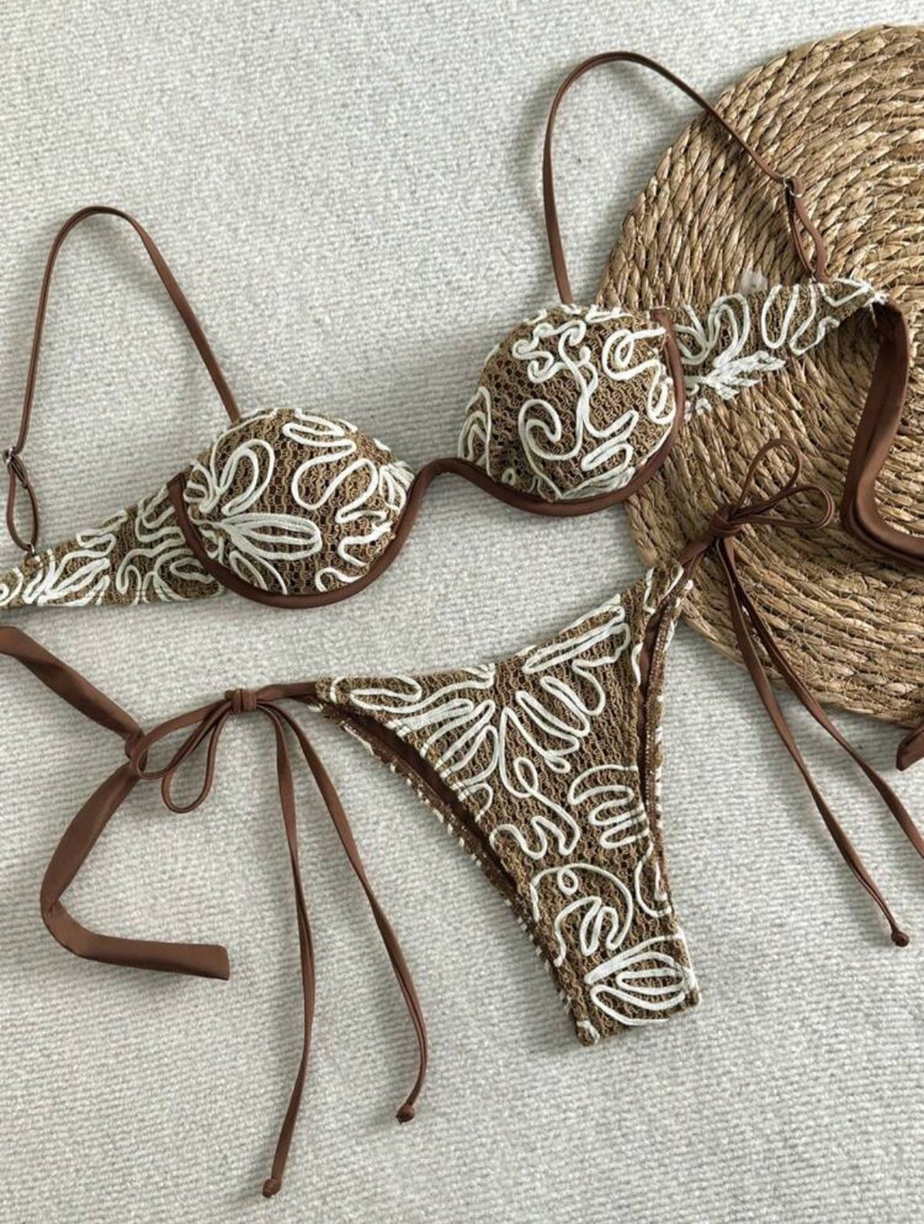 Embroidered crochet bikini