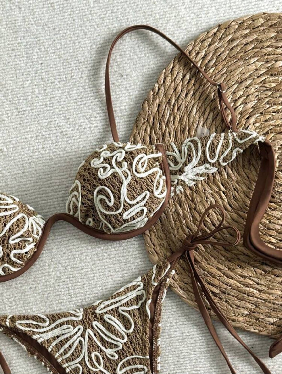 Embroidered crochet bikini