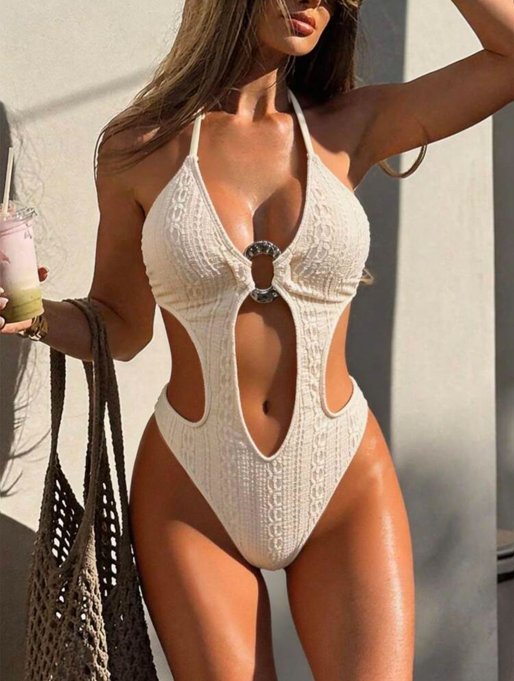 Jacquard fabric 2pcs bikini