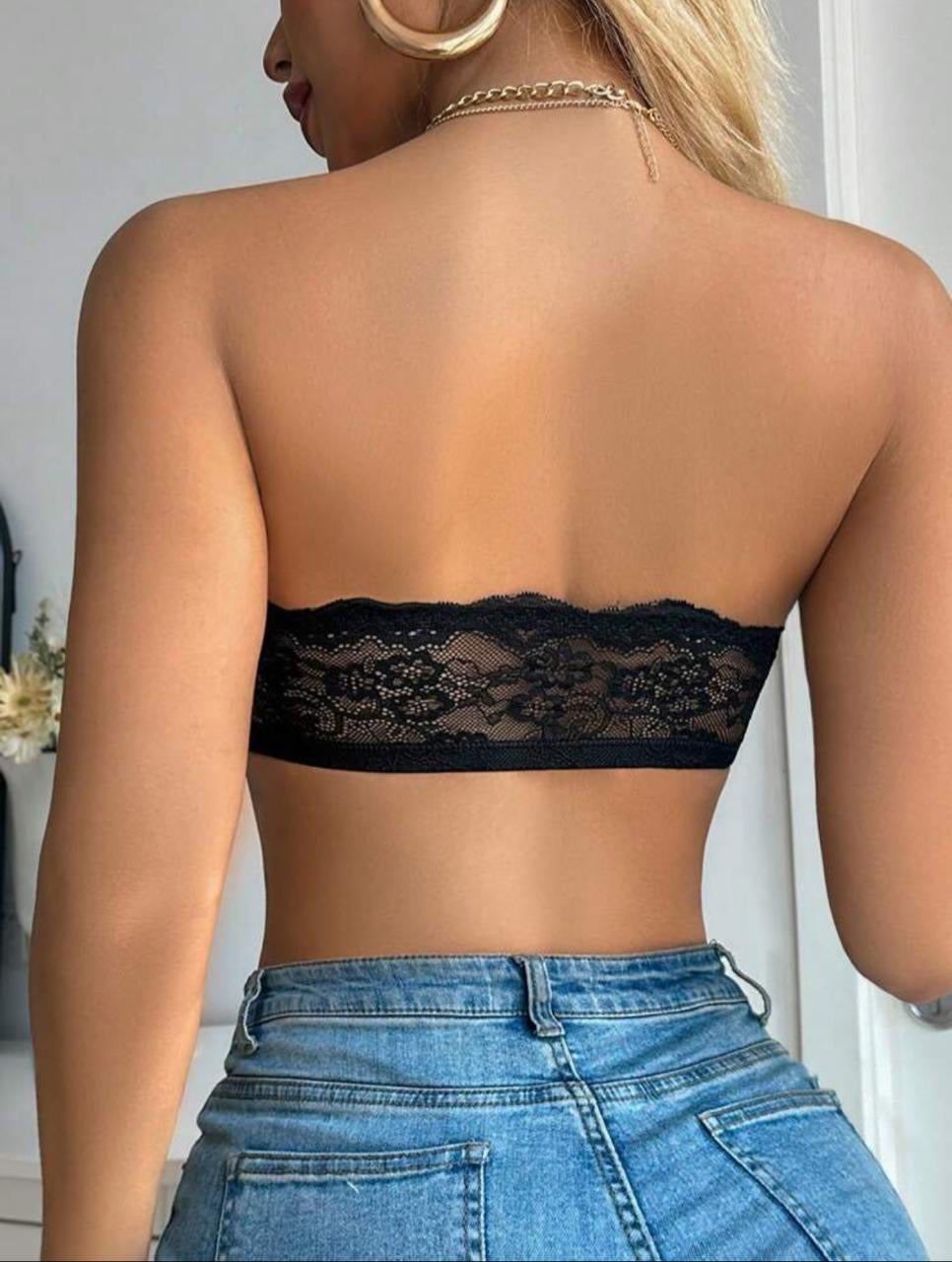 Lace wireless strapless bra