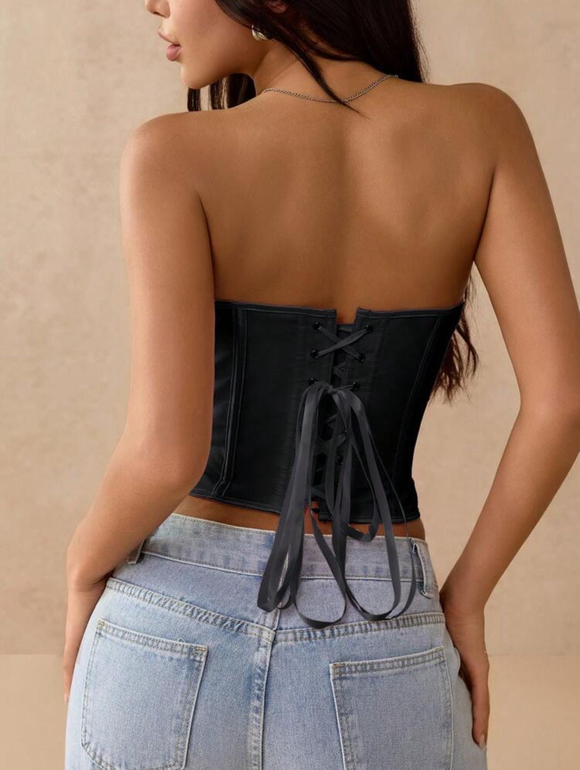 Lace up backless bustier