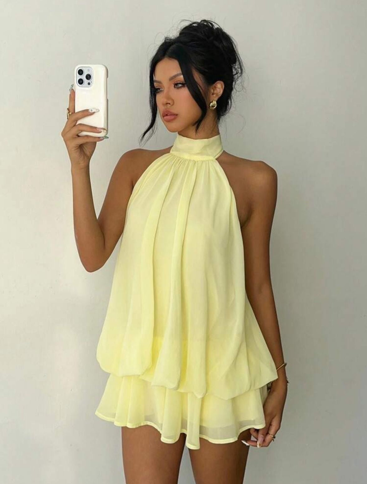 Halter tie mini dress