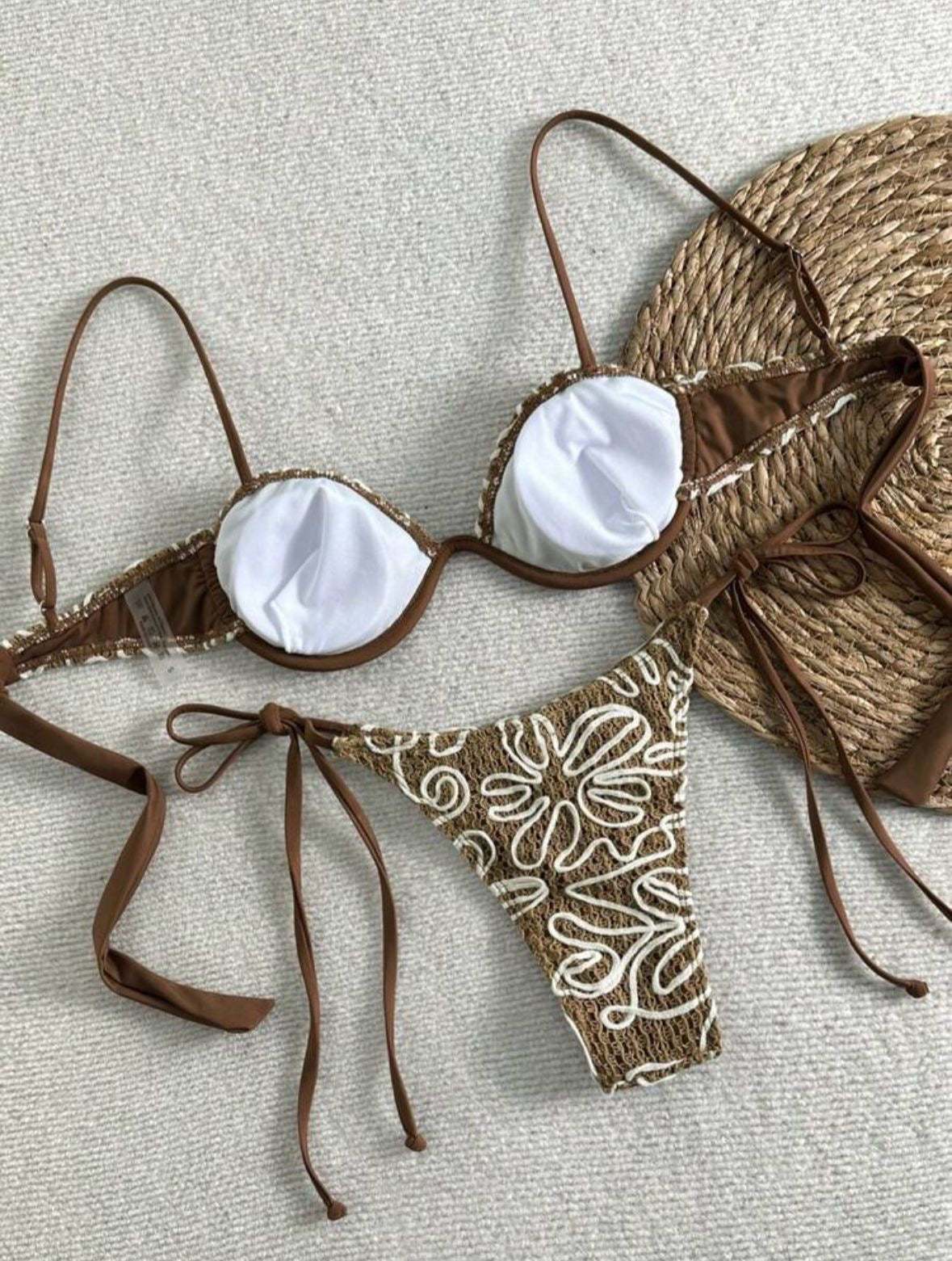 Embroidered crochet bikini