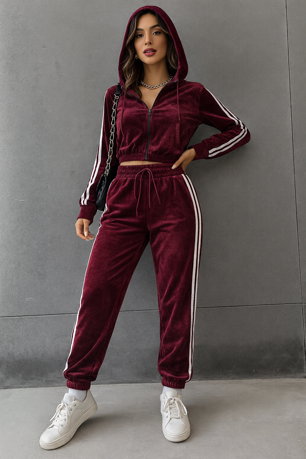 Velvet burgundy set