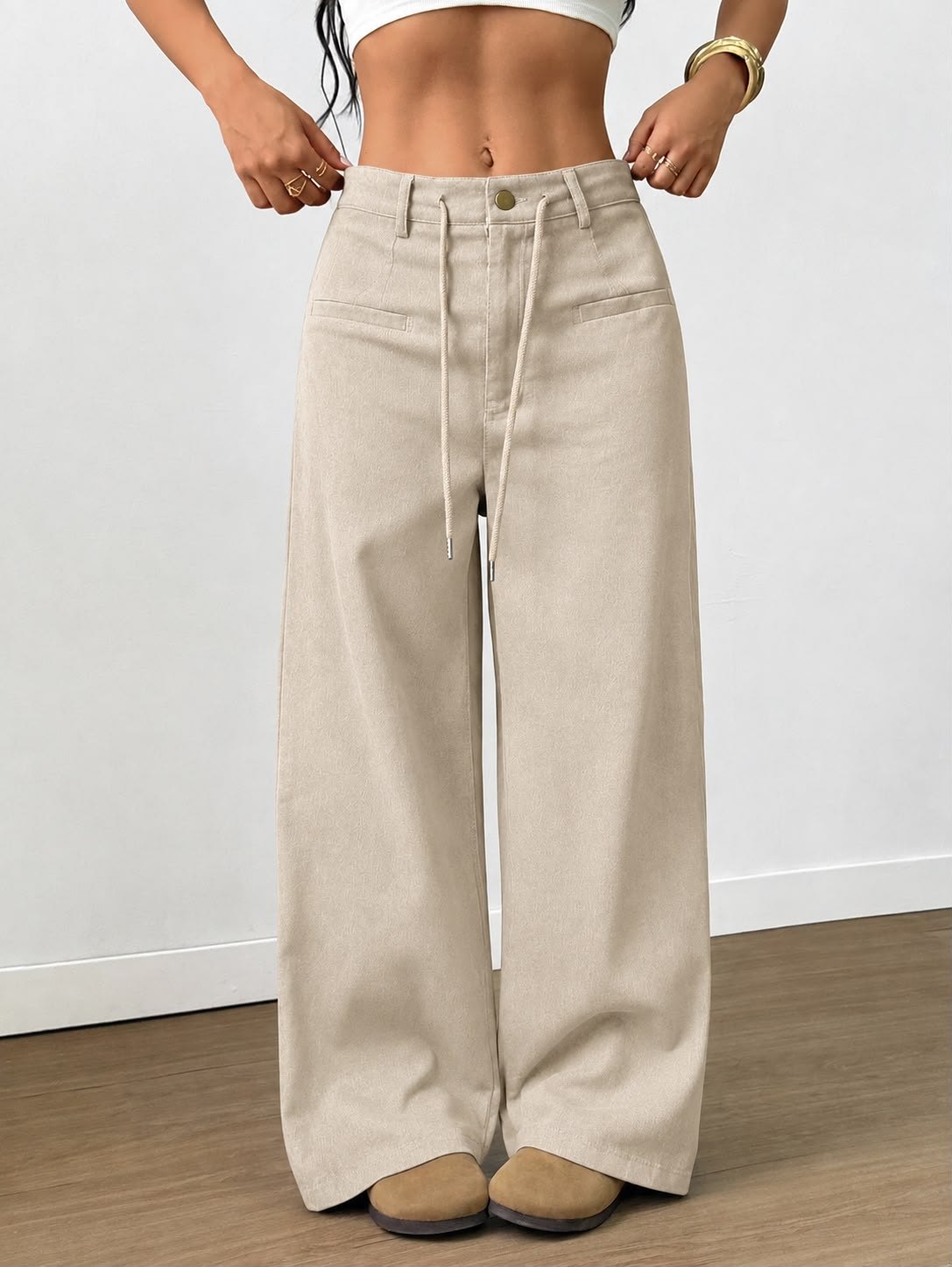 Faux pocket casual pants