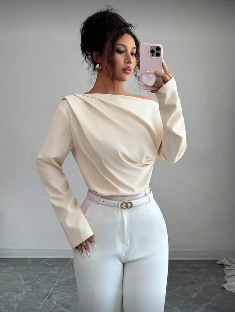 Oblique shoulder top