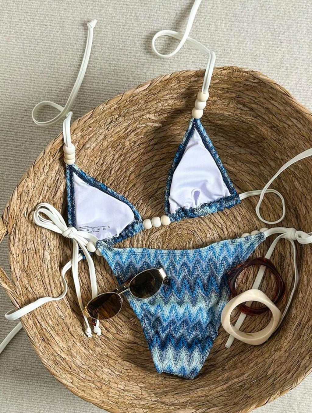 Beaded halter tie bikini