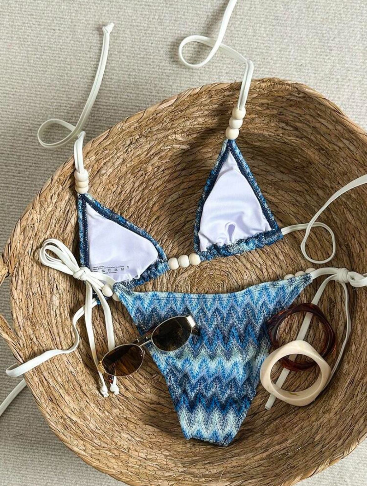 Beaded halter tie bikini
