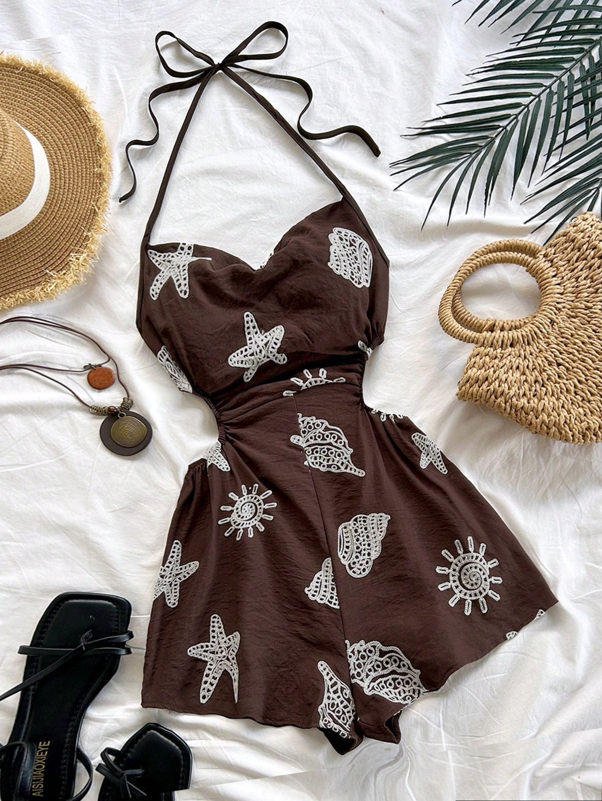 Boho waist loose overall