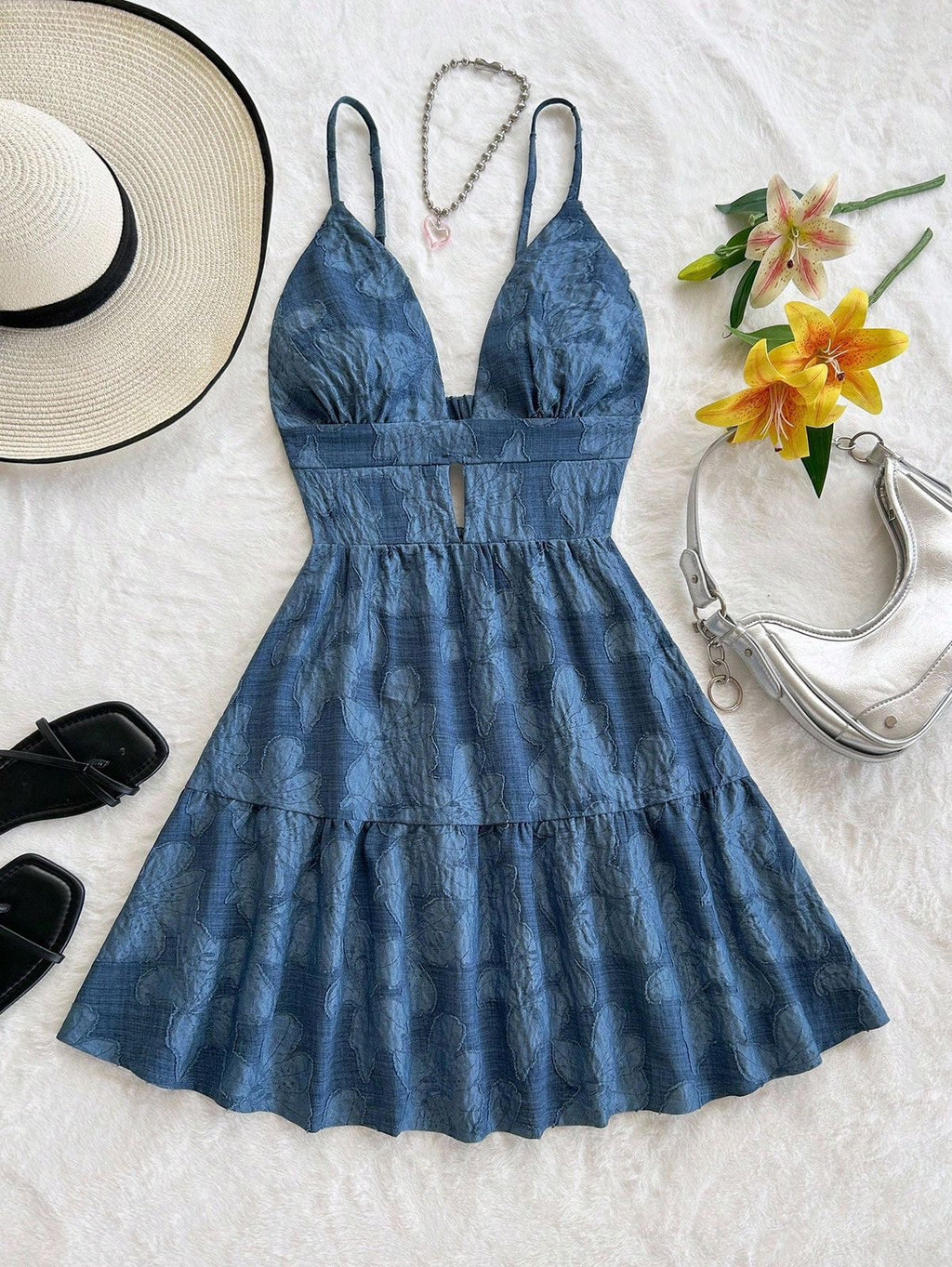 Denim floral dress