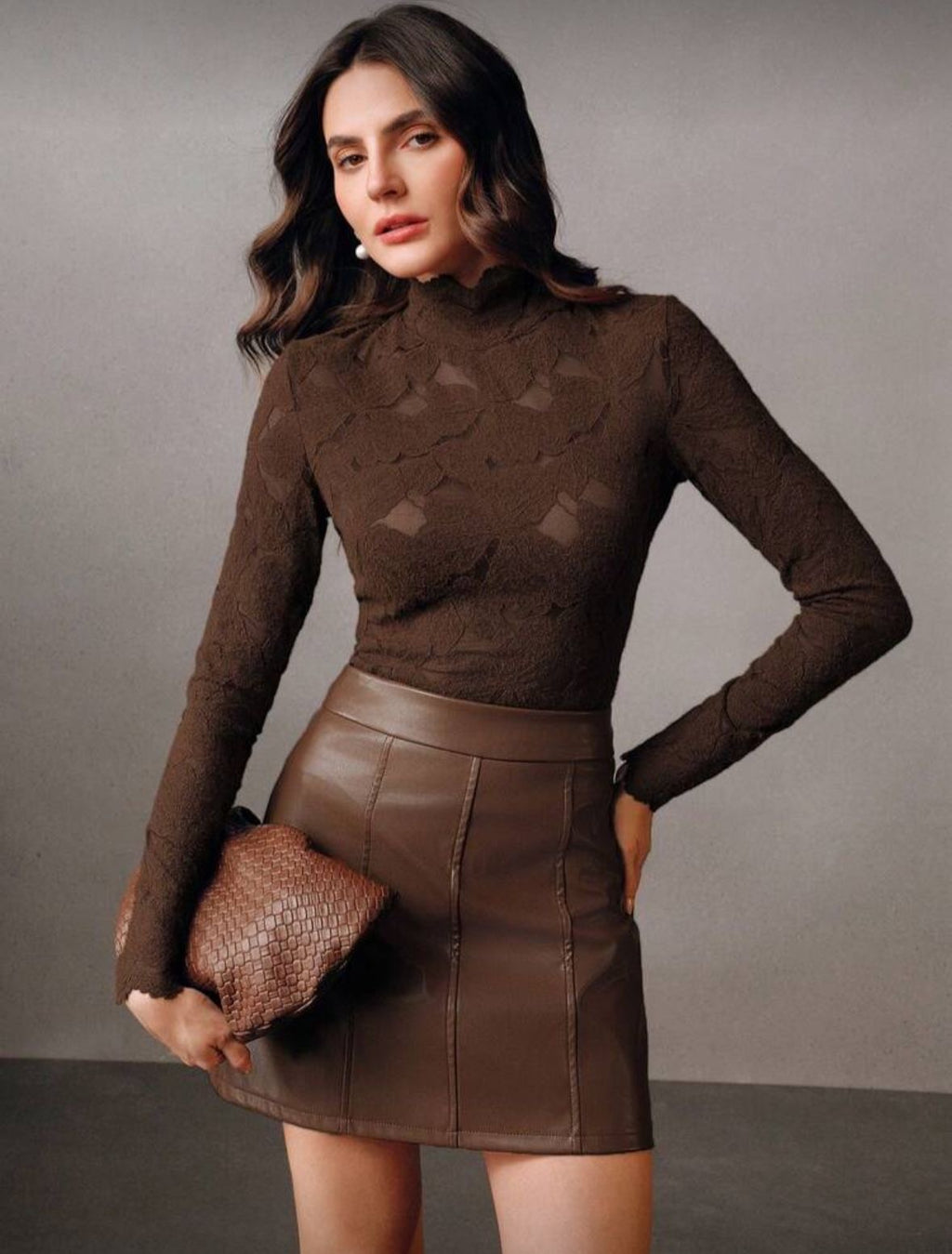 Sheer textured lace top