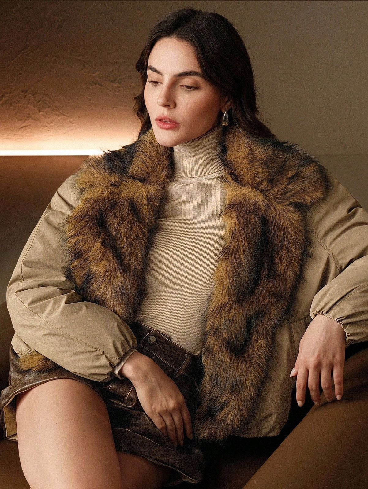 Fuzzy patchwork jacket