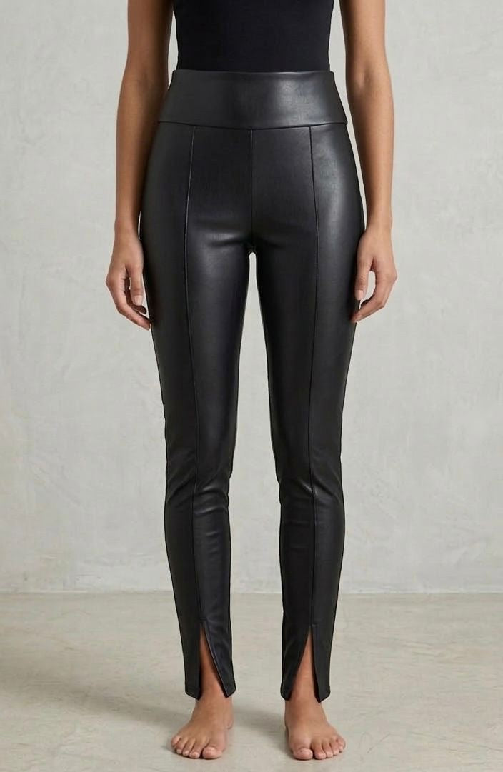 Leather black leggings