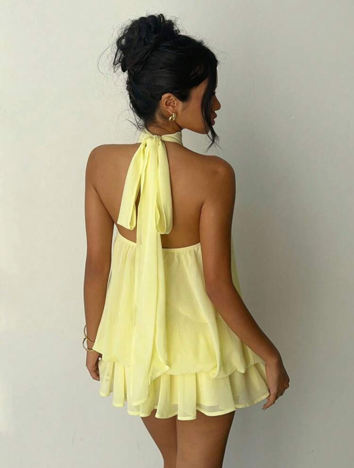 Halter tie mini dress