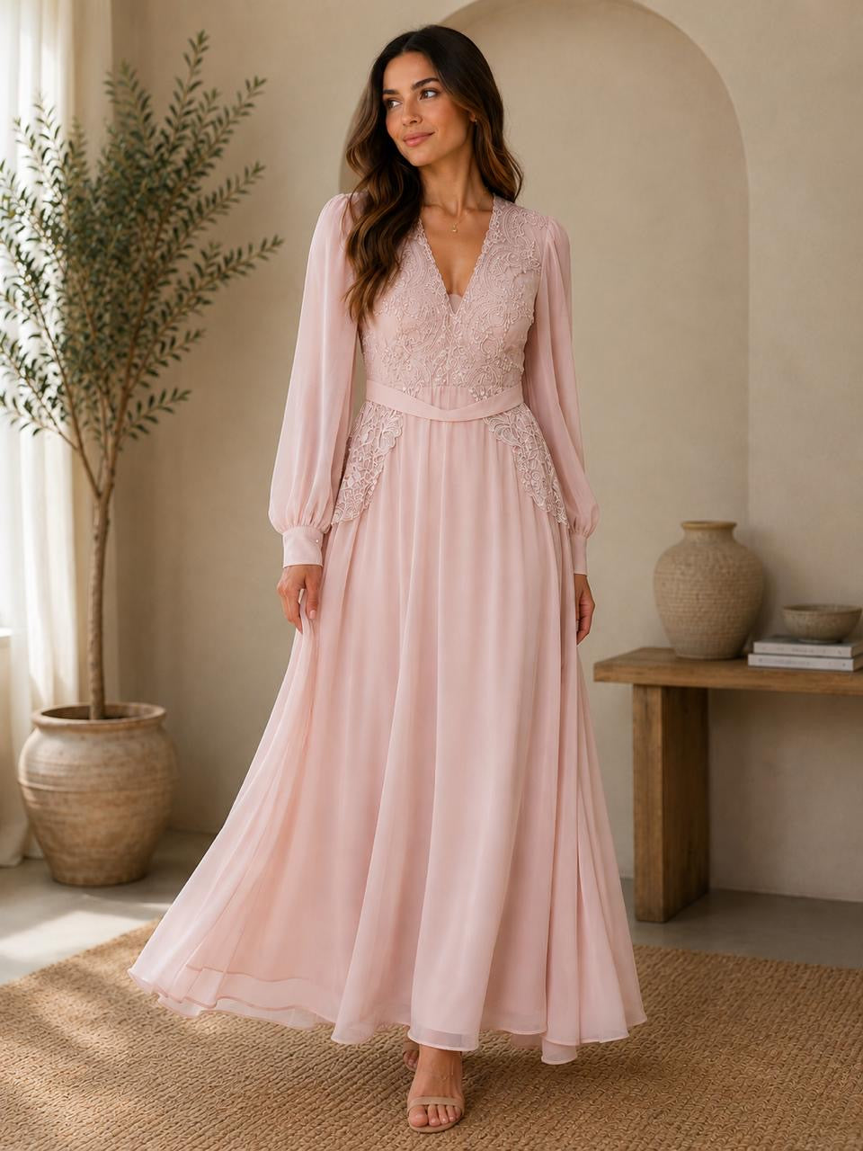 Pink long dress